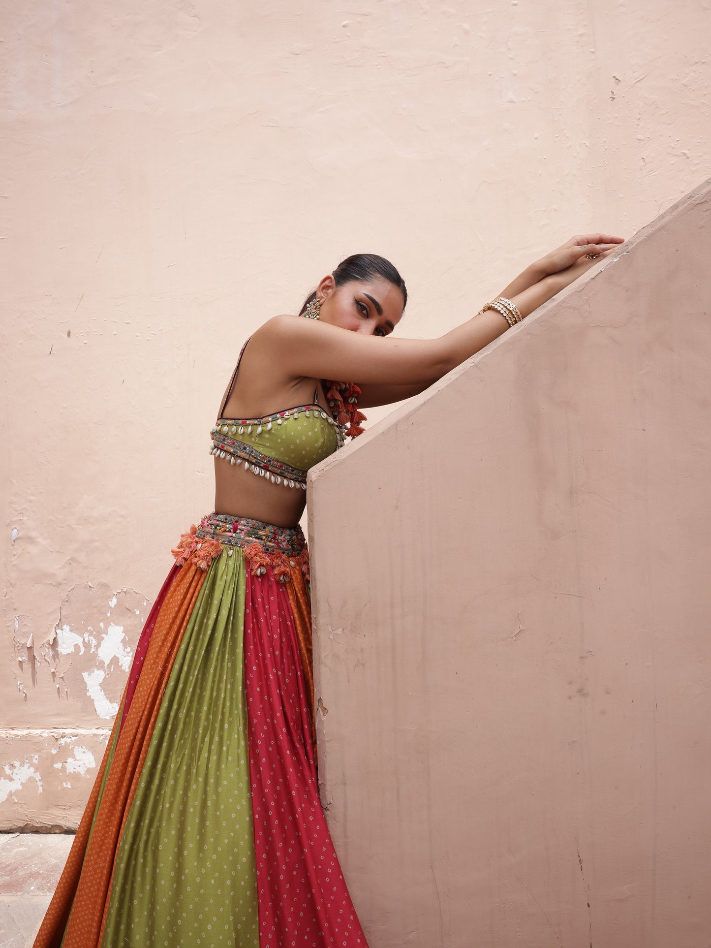 Multicolour Panelled Lehenga