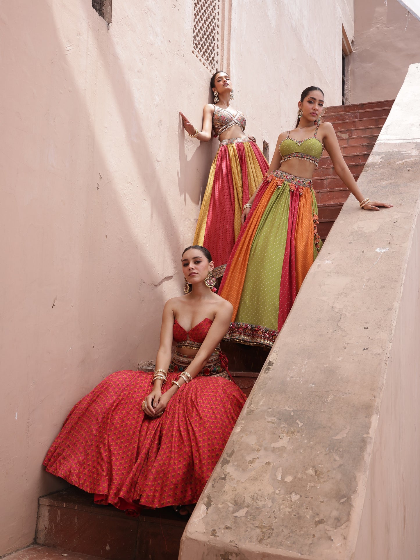 Multicolour Panelled Lehenga