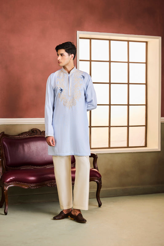 Powder Sky Embroidered Kurta Set